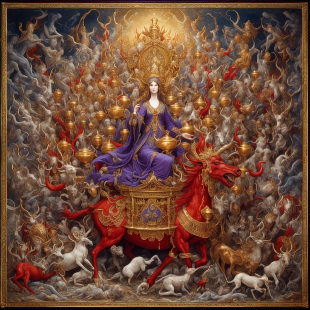 Scarlet Woman Riding a Beast, Hyperreal Style