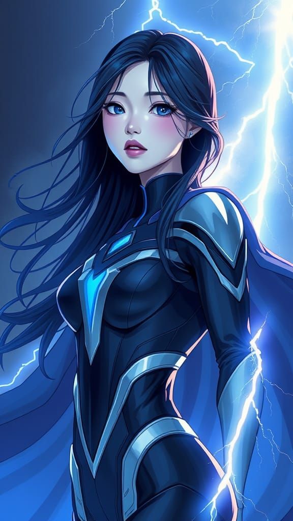 Enigmatic Korean Superheroine with Ethereal Aura