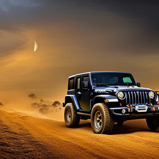 Jeep Wrangler on Off-Road Trail in Afremov Hues