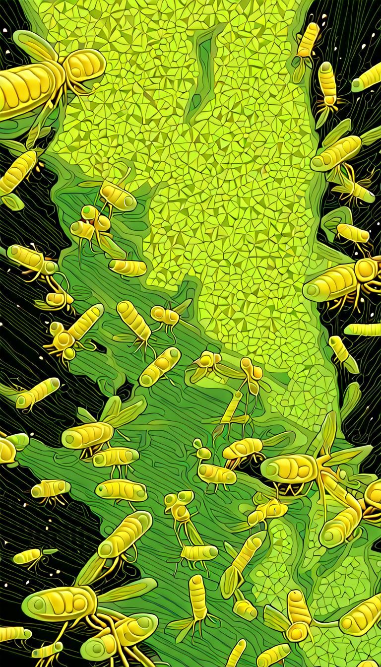Mating Fireflies in a Cubic Acre: Digital Illustration