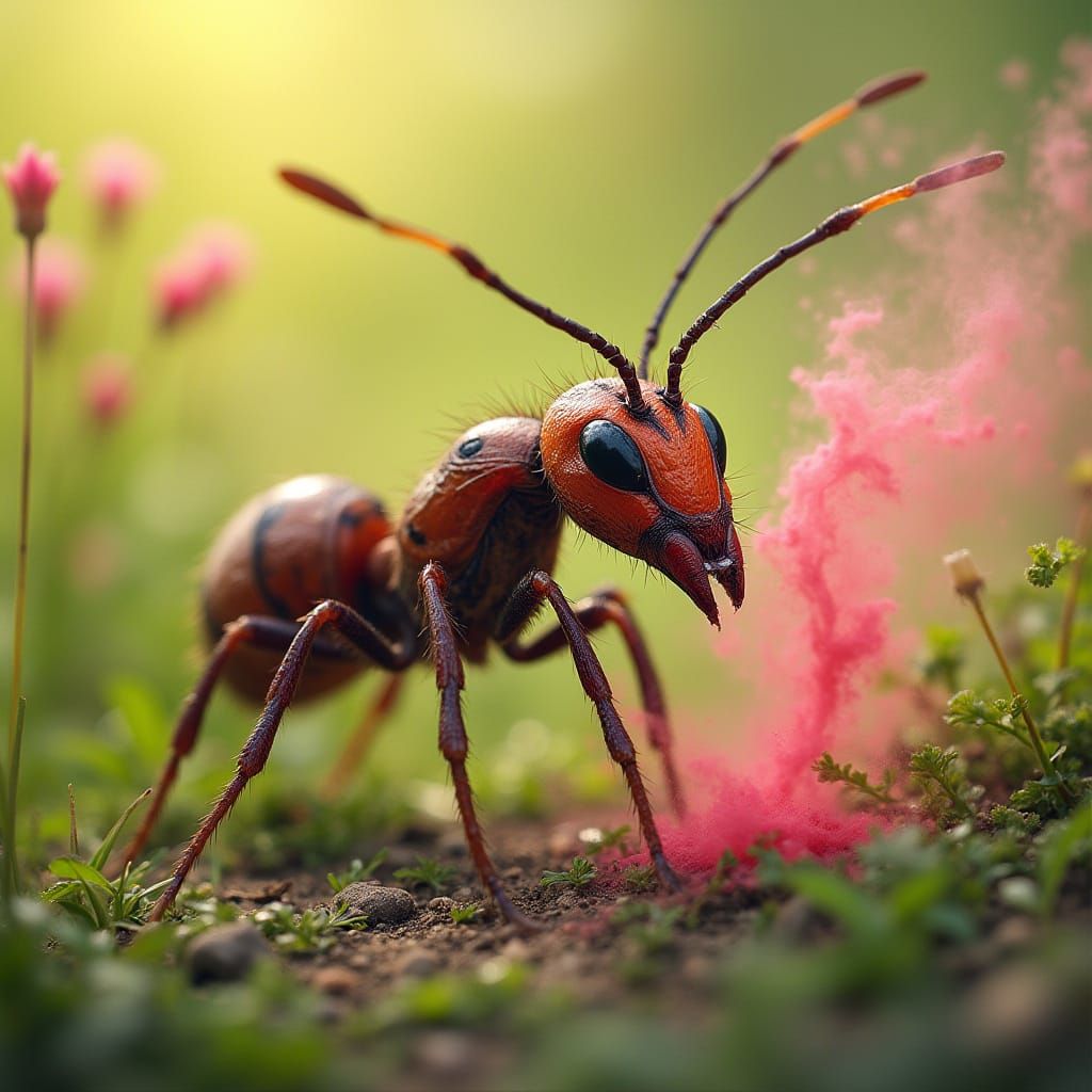 Annoyed Ant Smells Its Feet in Meadow