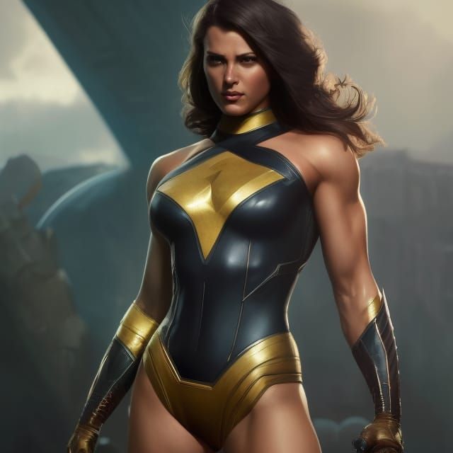 Voluptuous Superheroine in Dark Sci-Fi Concept Art
