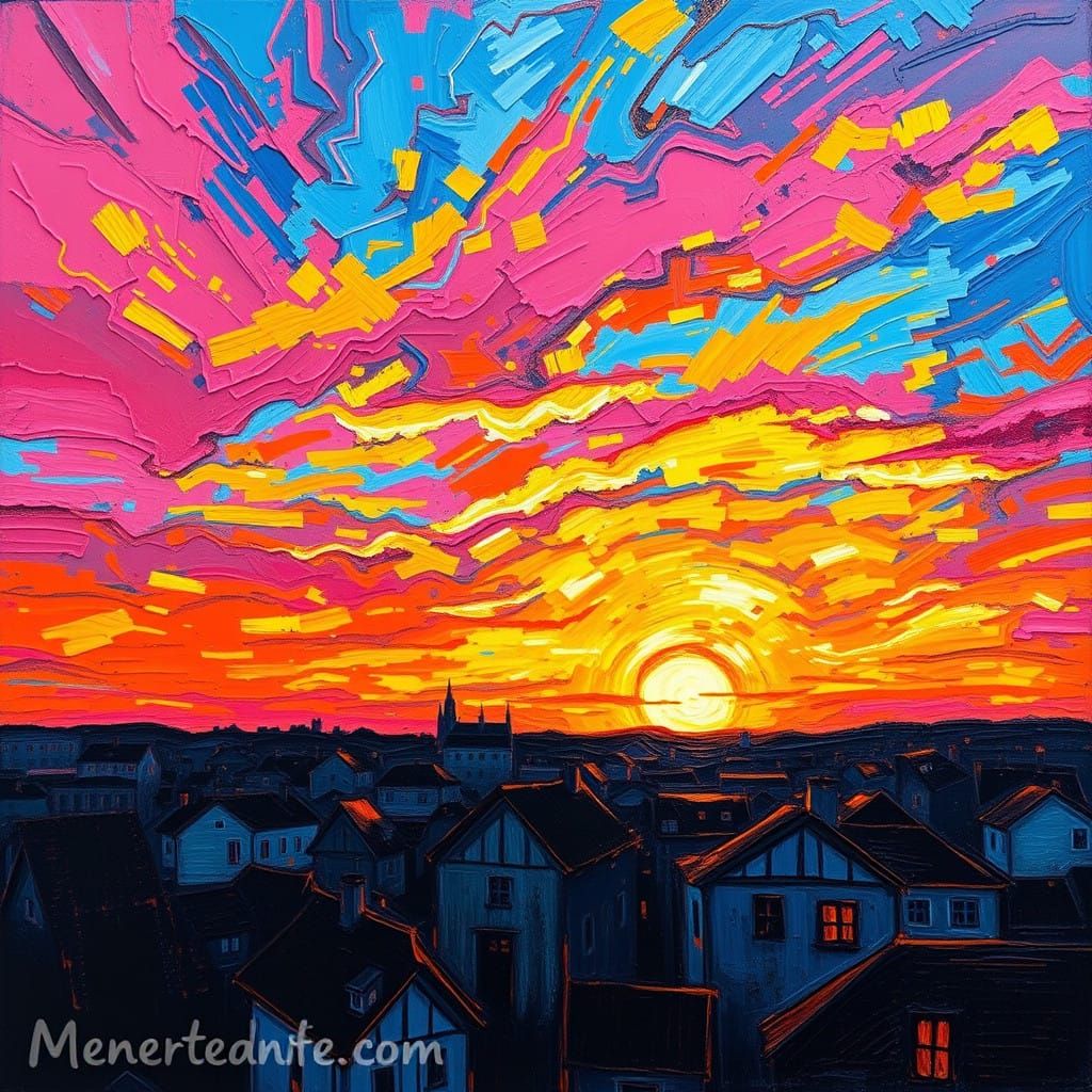 Warm Sunset over a City in Transition