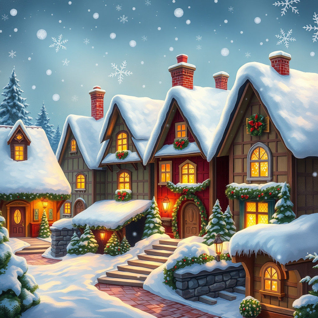 Festive North Pole Houses in Winter Wonderland Style