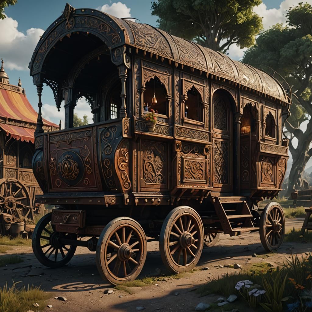 Gothic Gypsy Caravan in Photorealistic Detail