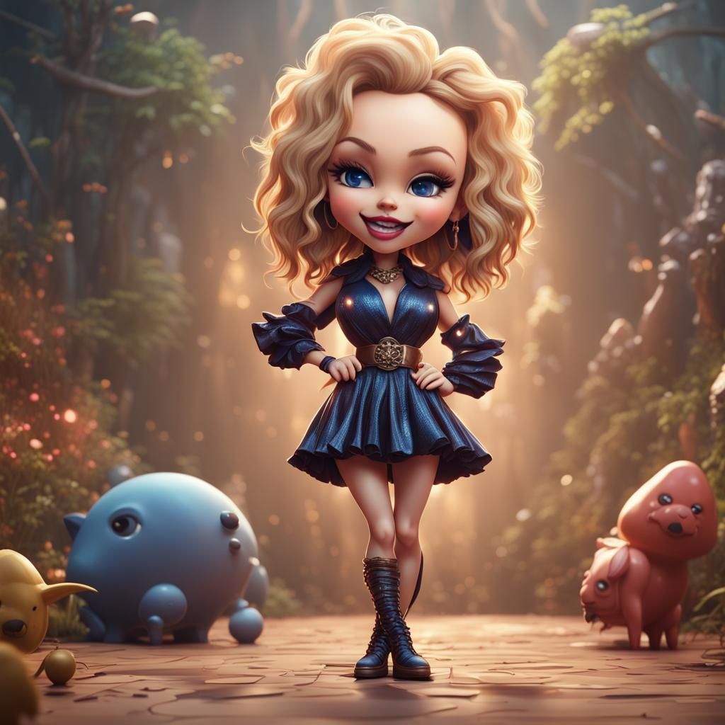 Hyperrealistic Chibi Kylie Minogue: Detailed Digital Art