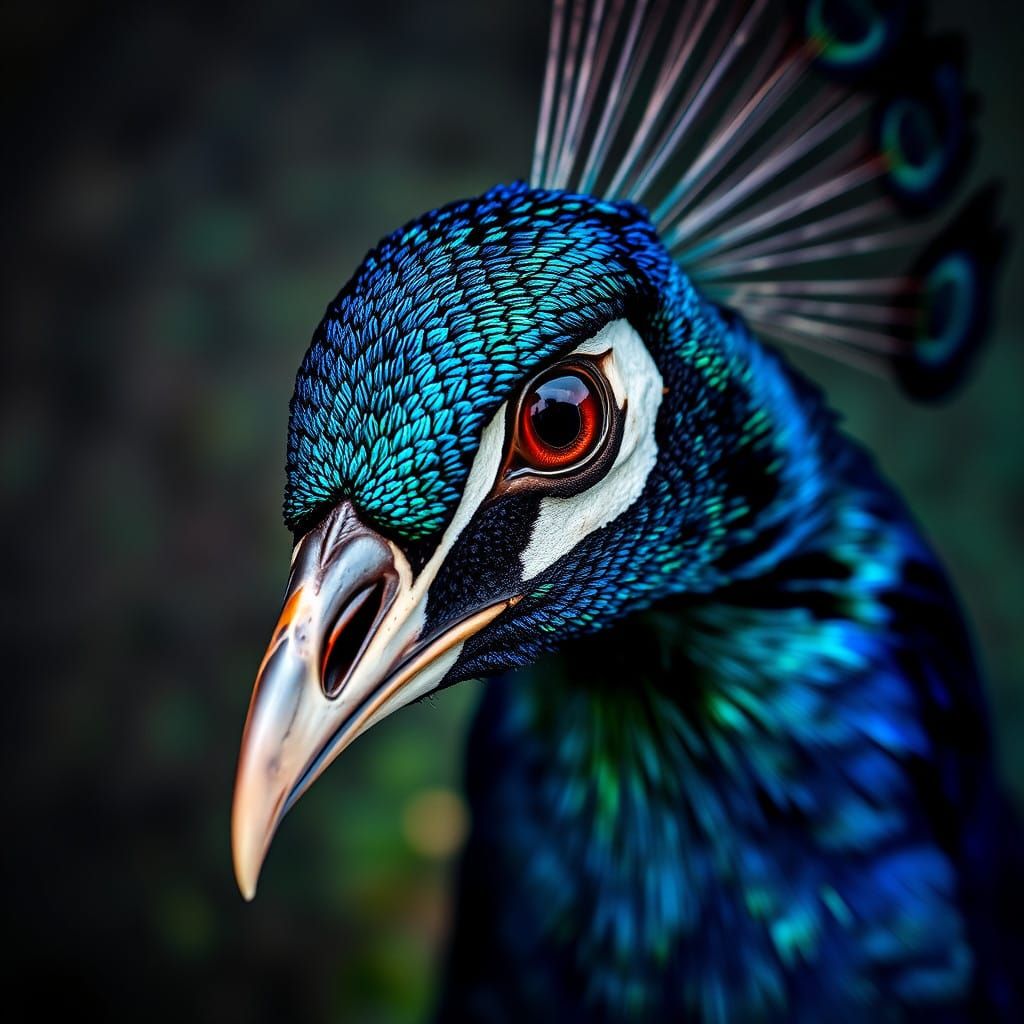Resplendent Peacock Portrait in Ethereal Light