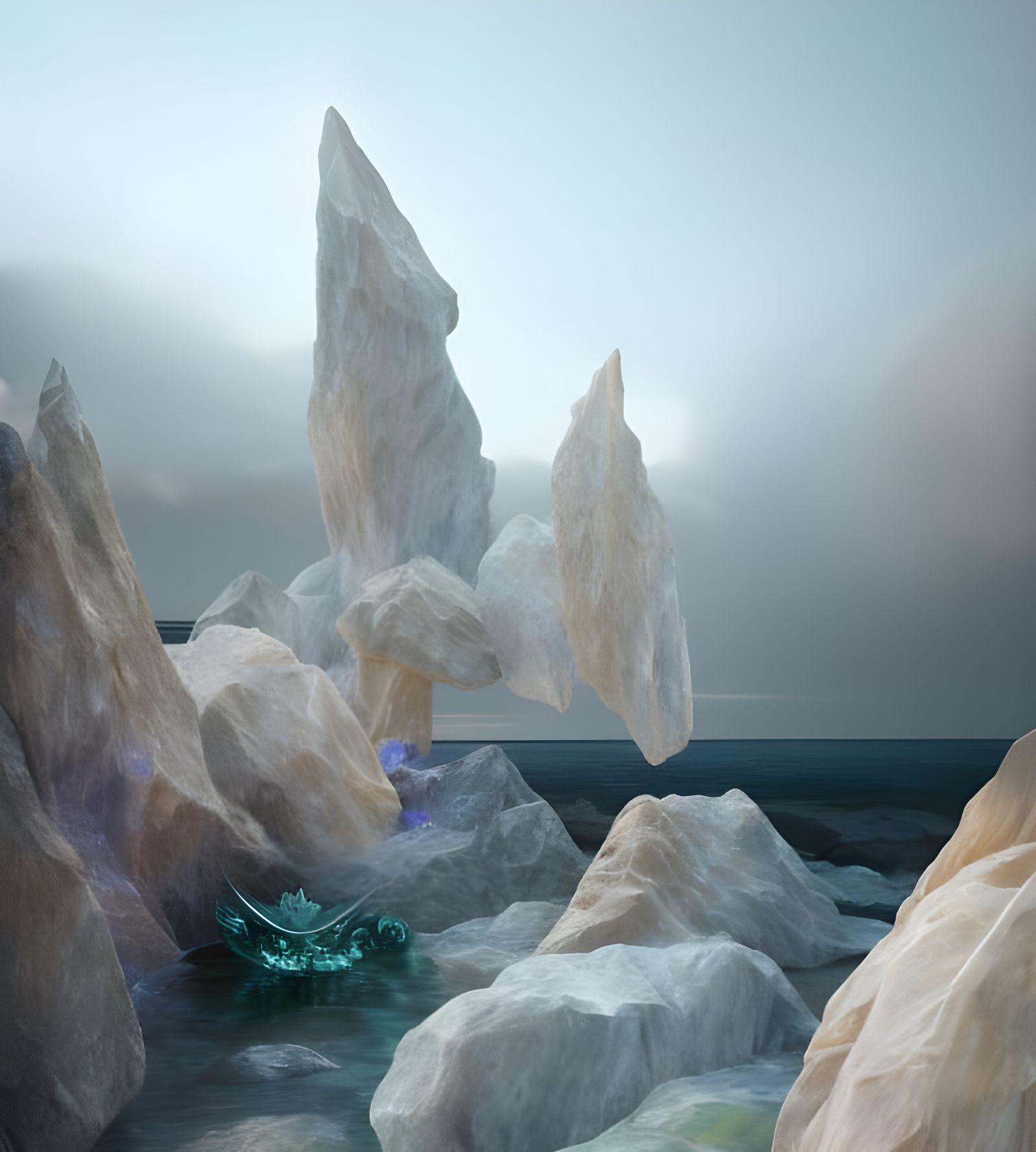 Surreal Sea Stone Inlay Saying Good Night