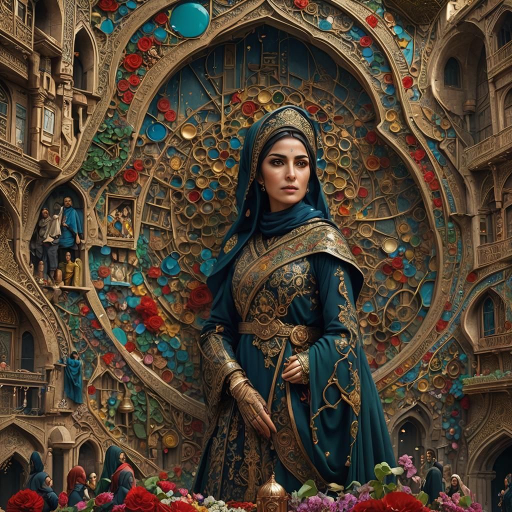 Iranian Woman: Freedom Movement, Detailed Matte Painting