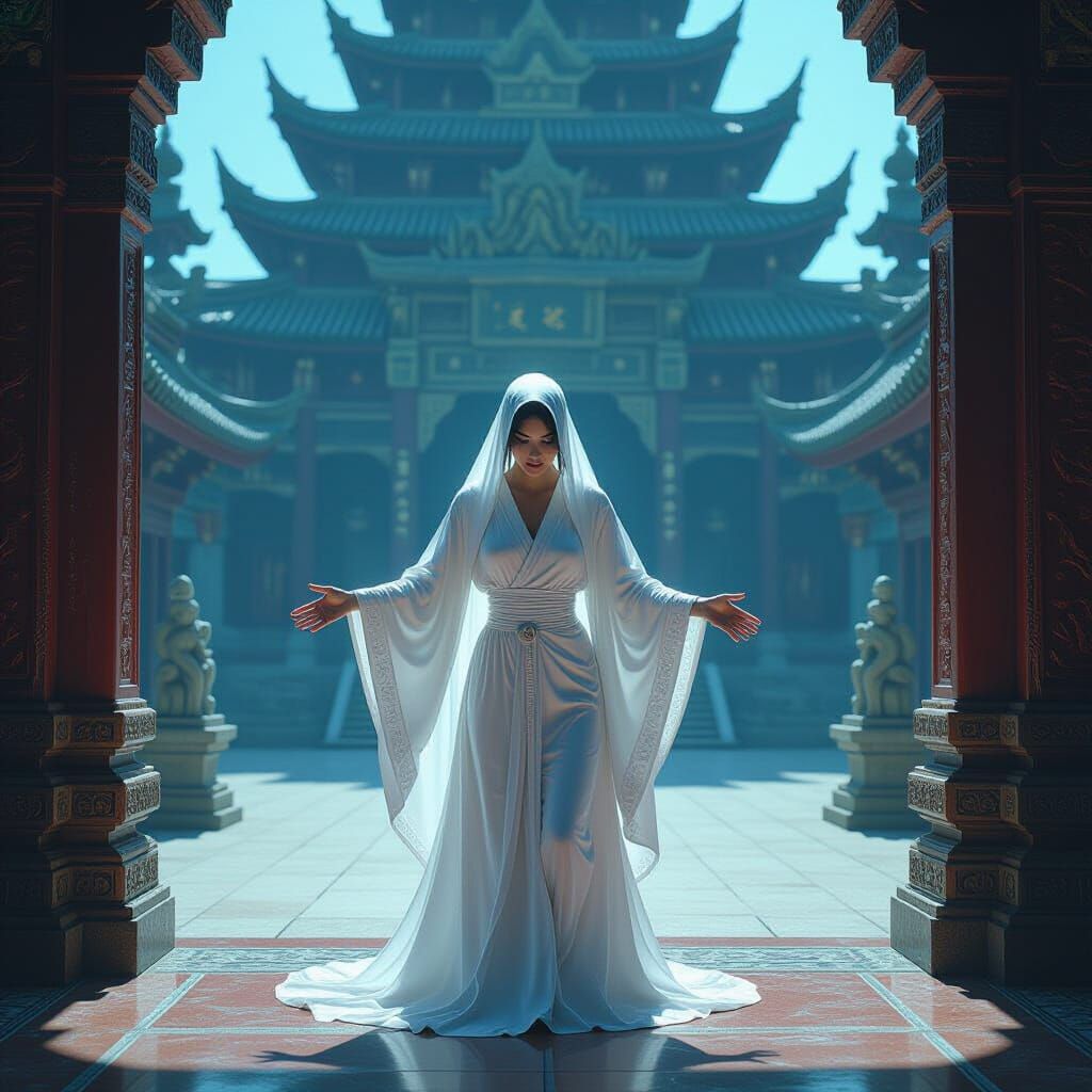 Deity Freezes Time in Mystical Realism Style