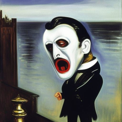 Phantom of the Opera Screaming in Surrealist Style