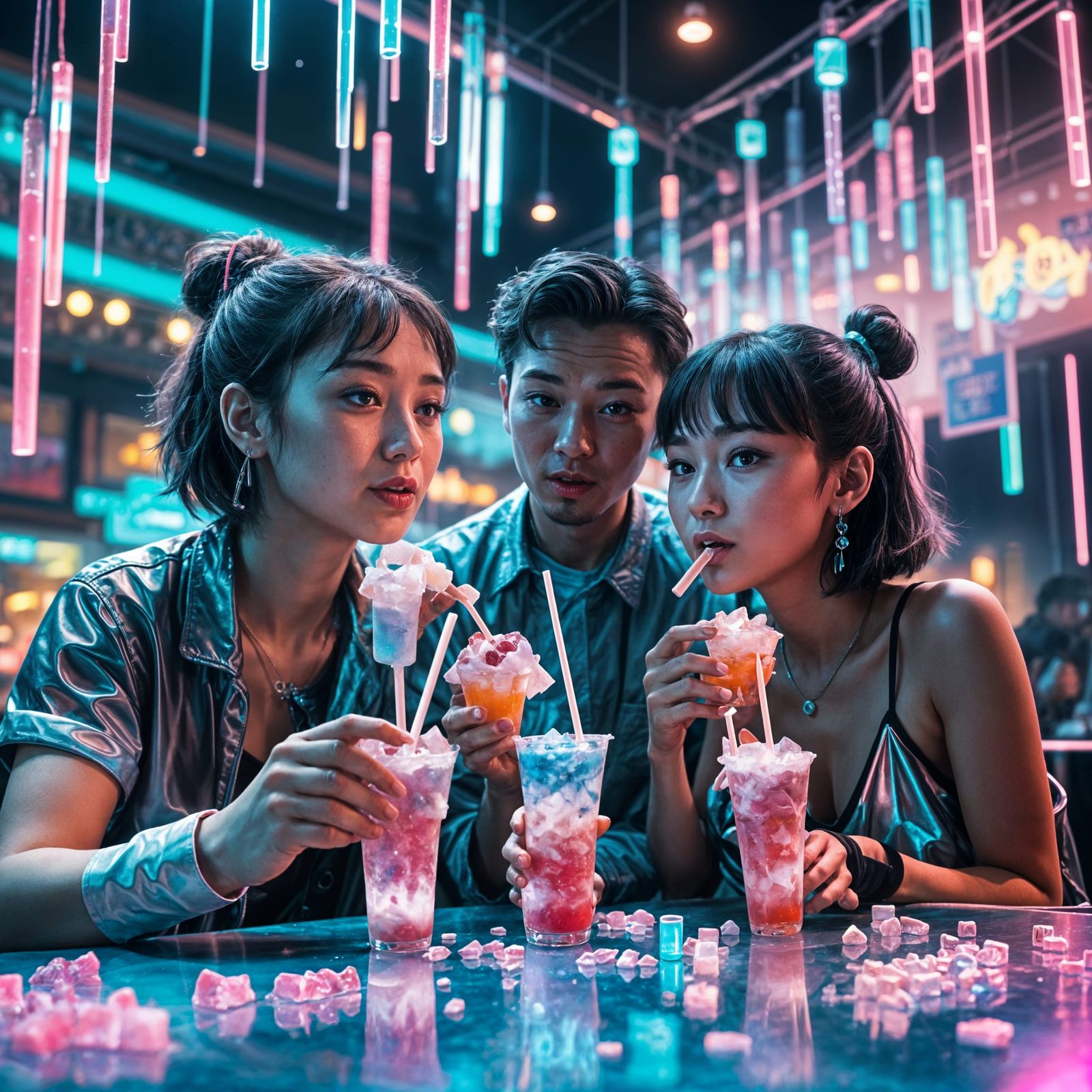 Boba Nightclub: Couple Enjoying Alcoholic Freeze Pops