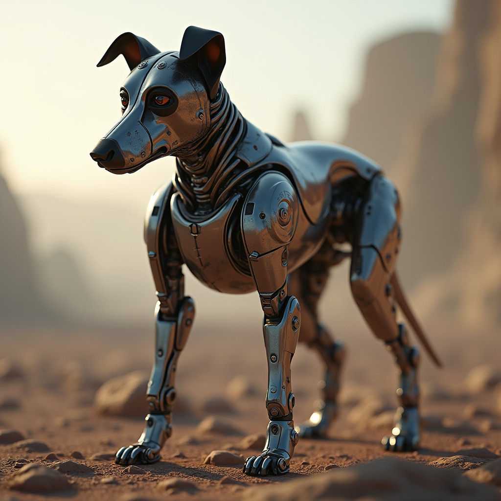 Futuristic Robotic Dog in Cinematic Sci-Fi Style