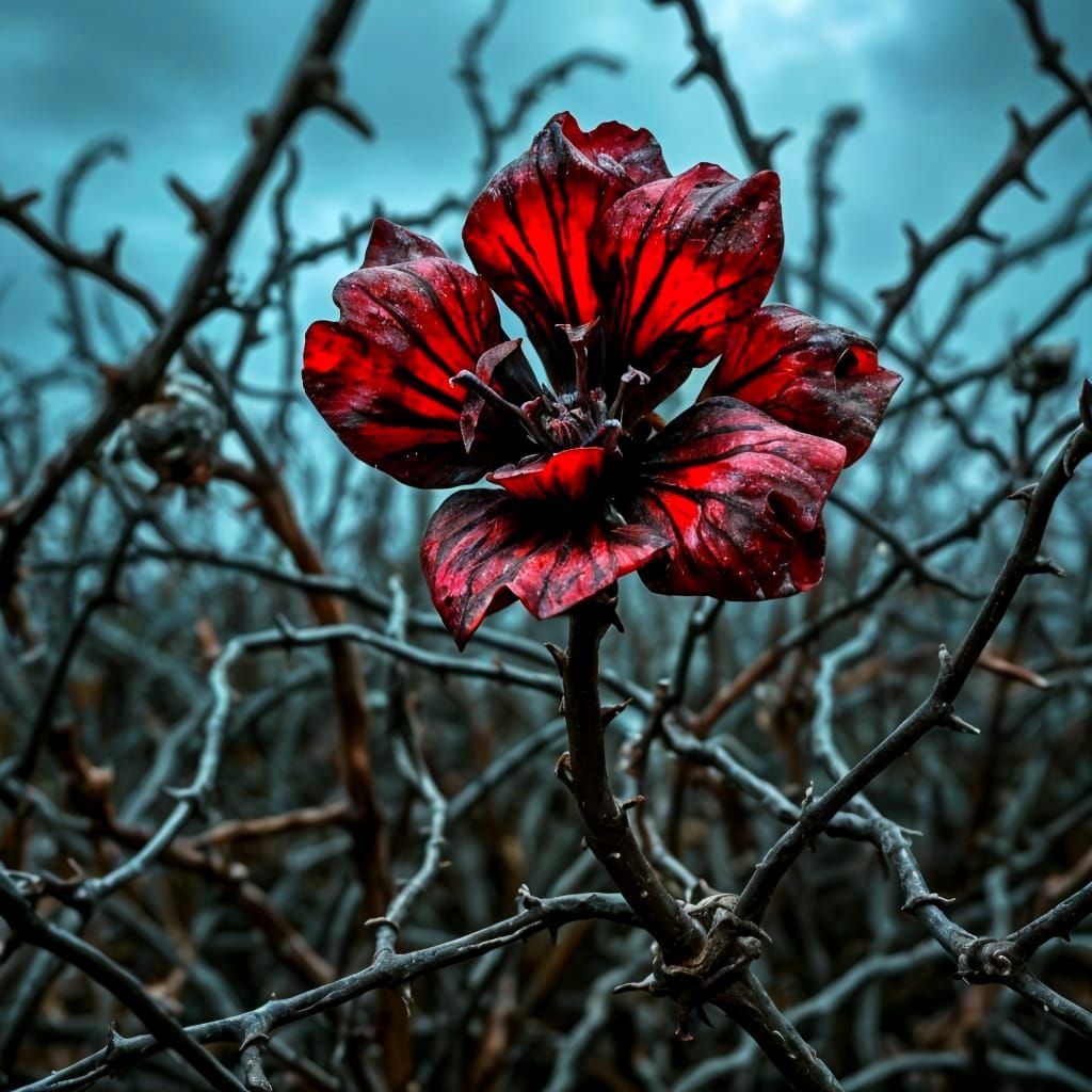 Rusty Flower in Thorny Maze: Wire Art