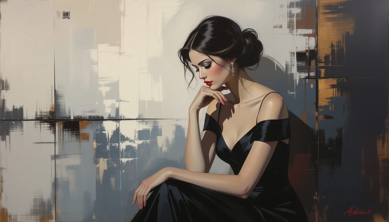 Contemplative Woman in Ashley Wood Style