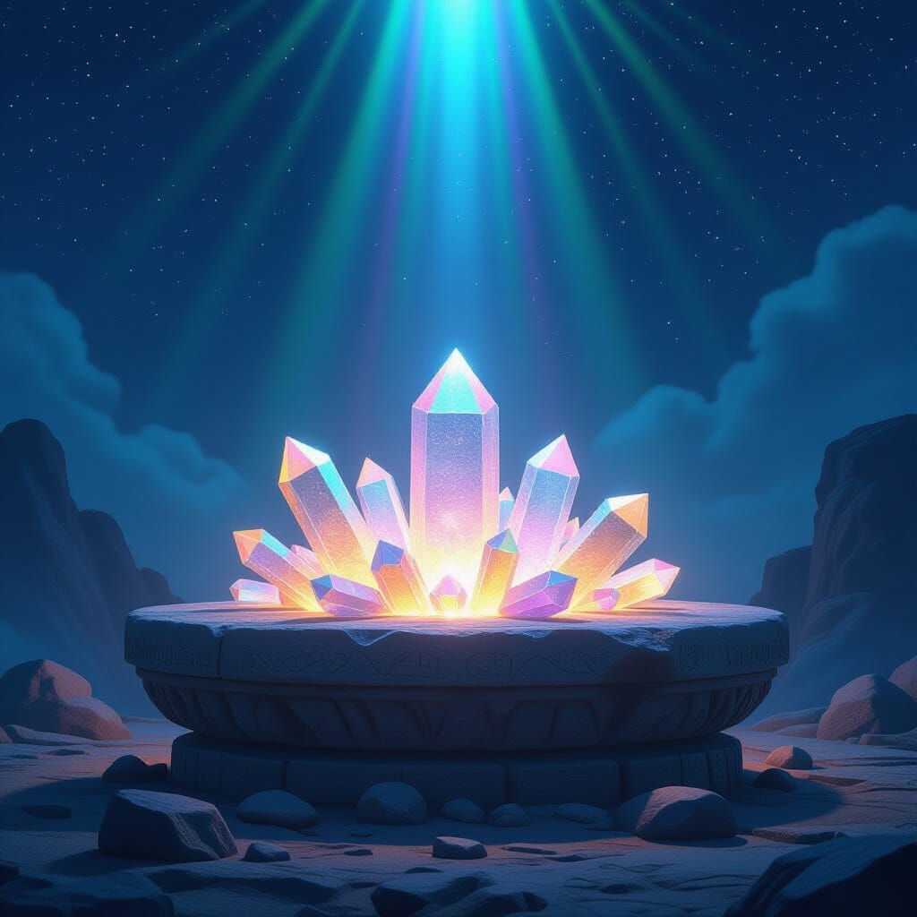 Moonlit Crystal Altar With Cosmic Connection