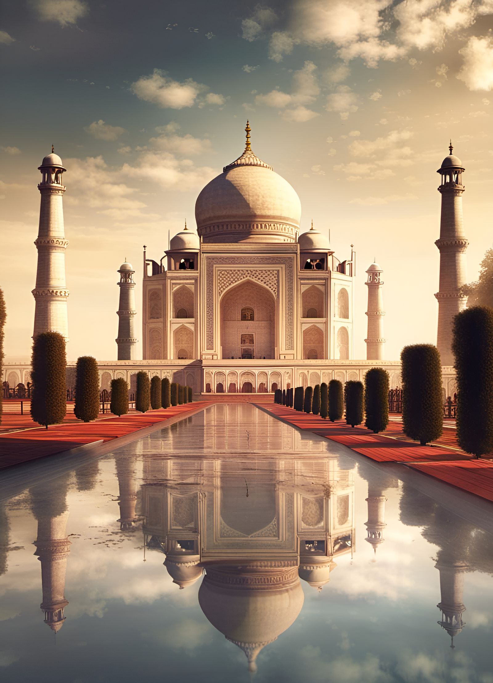 Taj Mahal Reflection in Anime Style