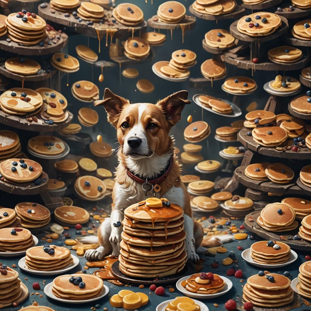 Dog Eats Pancakes: Detailed Matte Painting