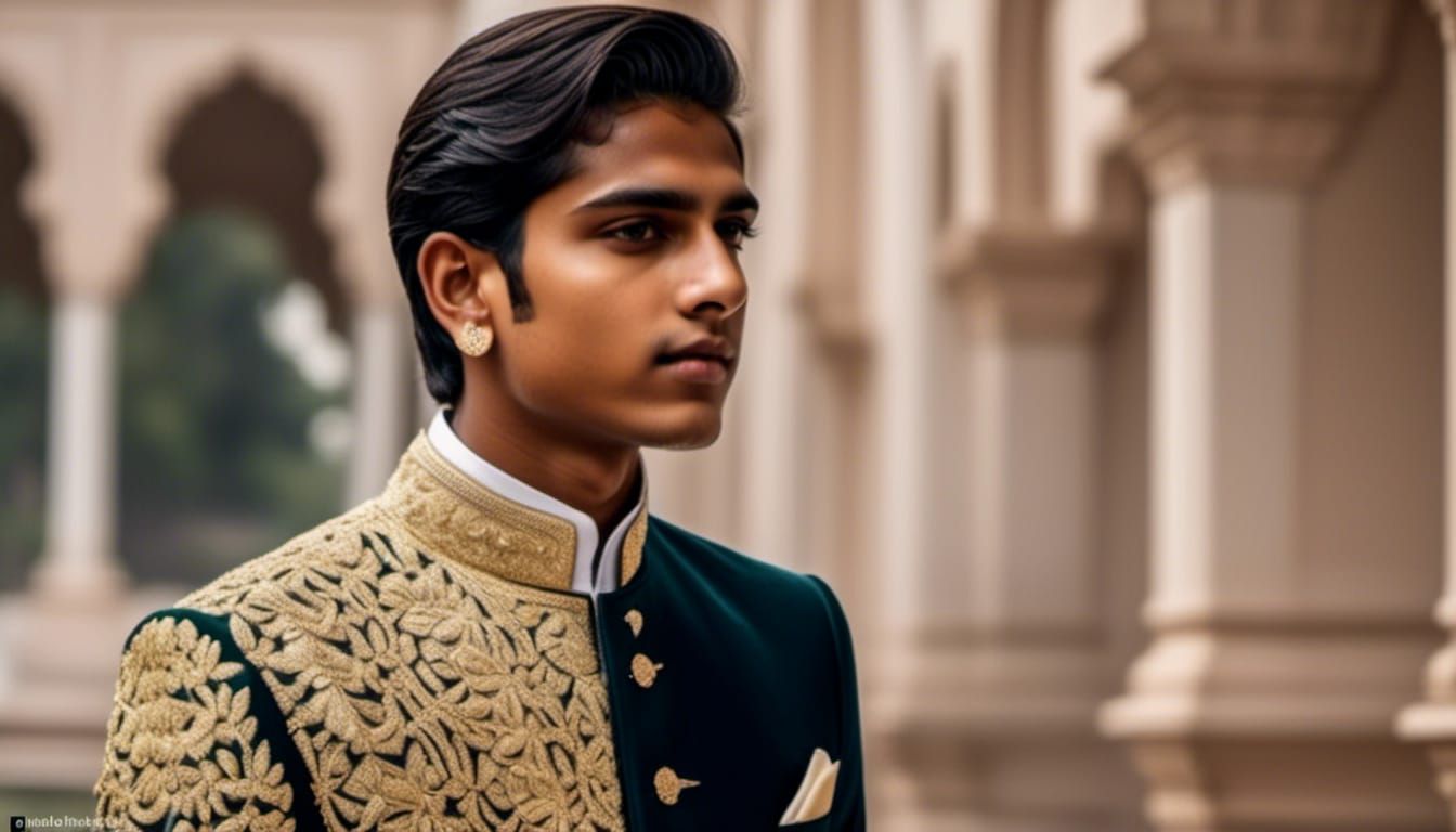Young Indian Prince in Royal Attire Portrait
