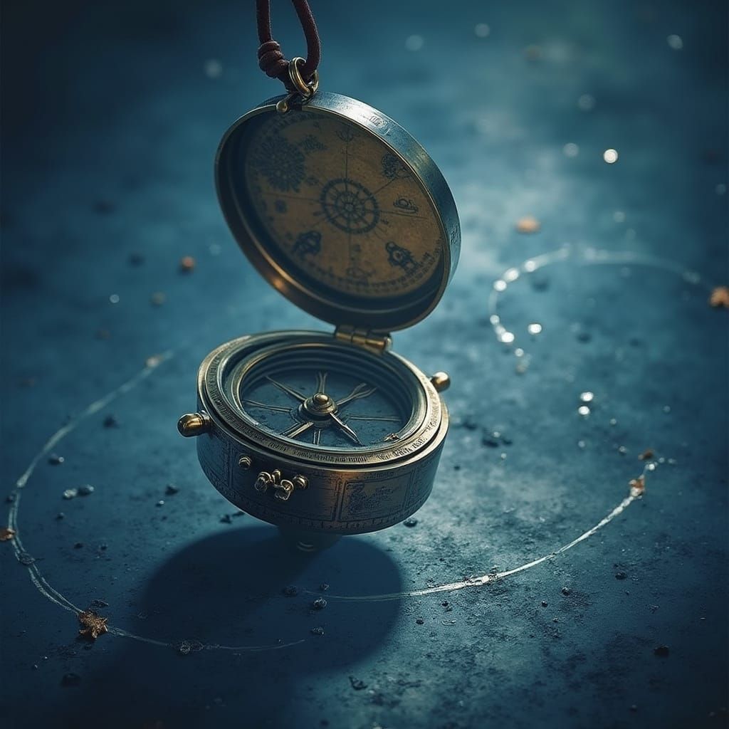 Vintage Pirate Compass with Celestial Engravings