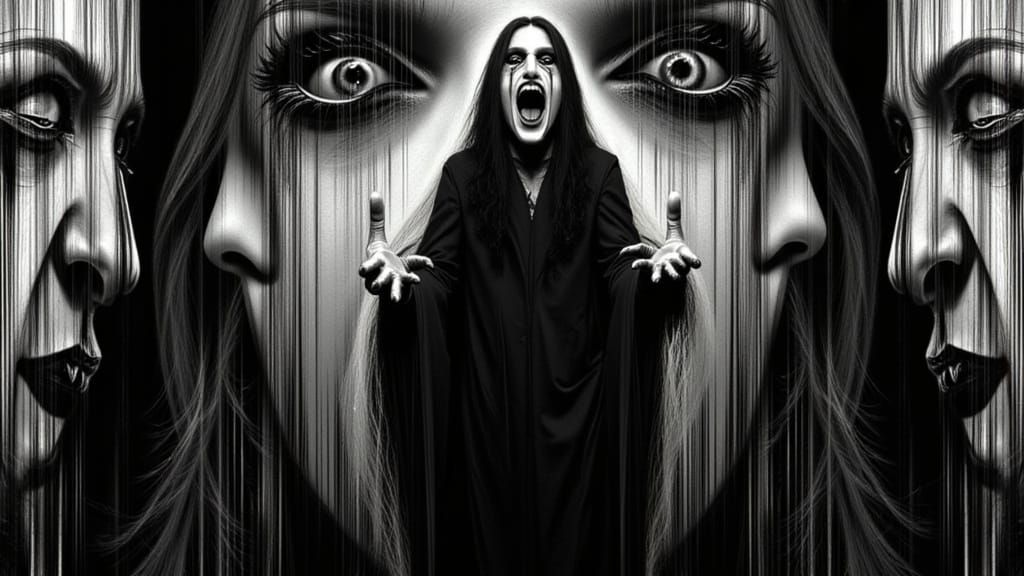 Glitch Vampire Meets Grim Reaper in Surreal Halloween Art