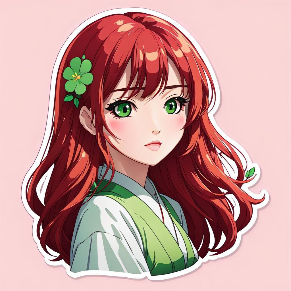 Kawaii Sticker of a Cute Japanese Girl