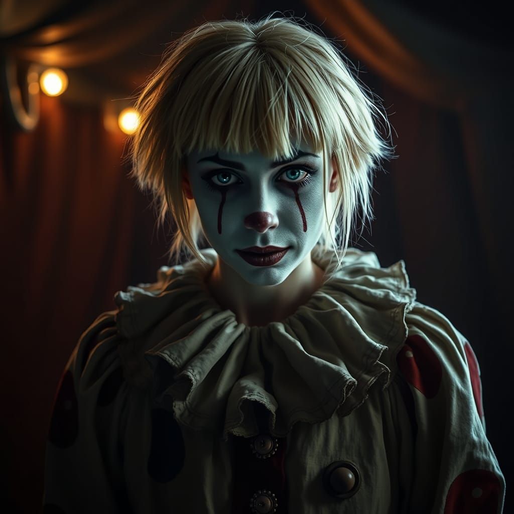 Melancholic Swedish Clown in Moody, Dramatic Light