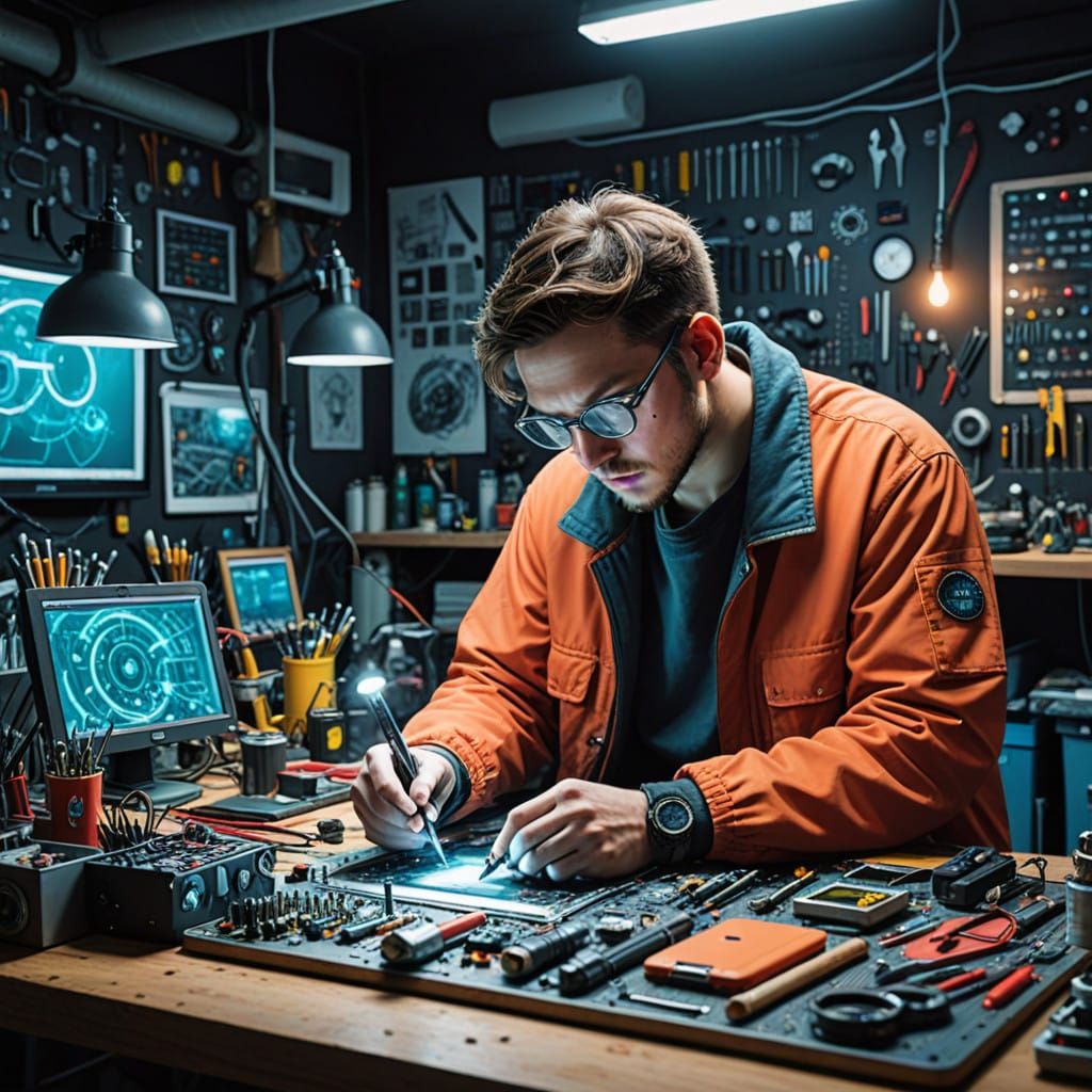 Technician Focuses on Futuristic Mobile Repair