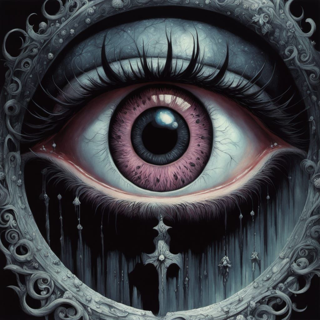 Surreal Eye with Skull and Starry Lashes