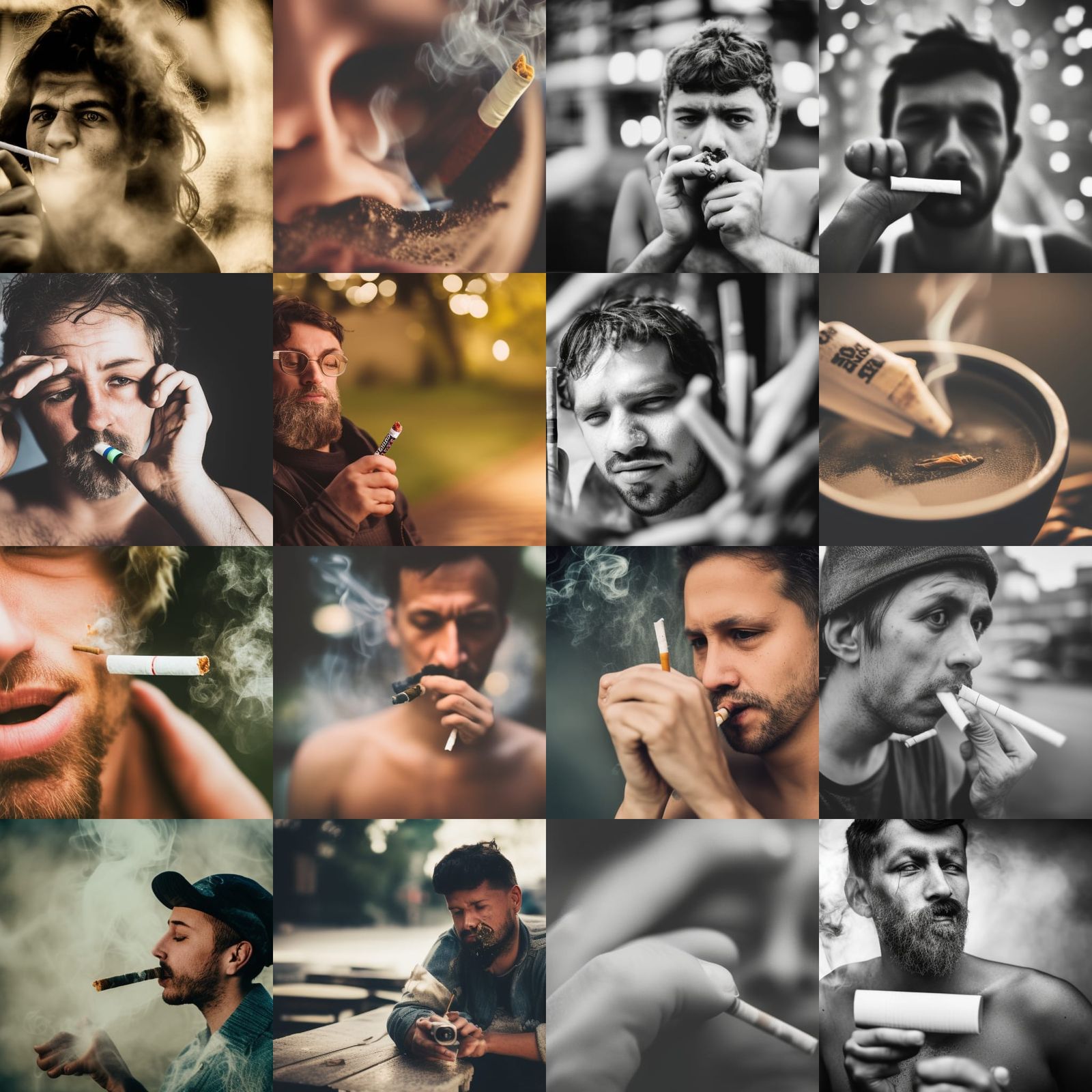Dirty Man Making Cigarette Soup, Professional Photography