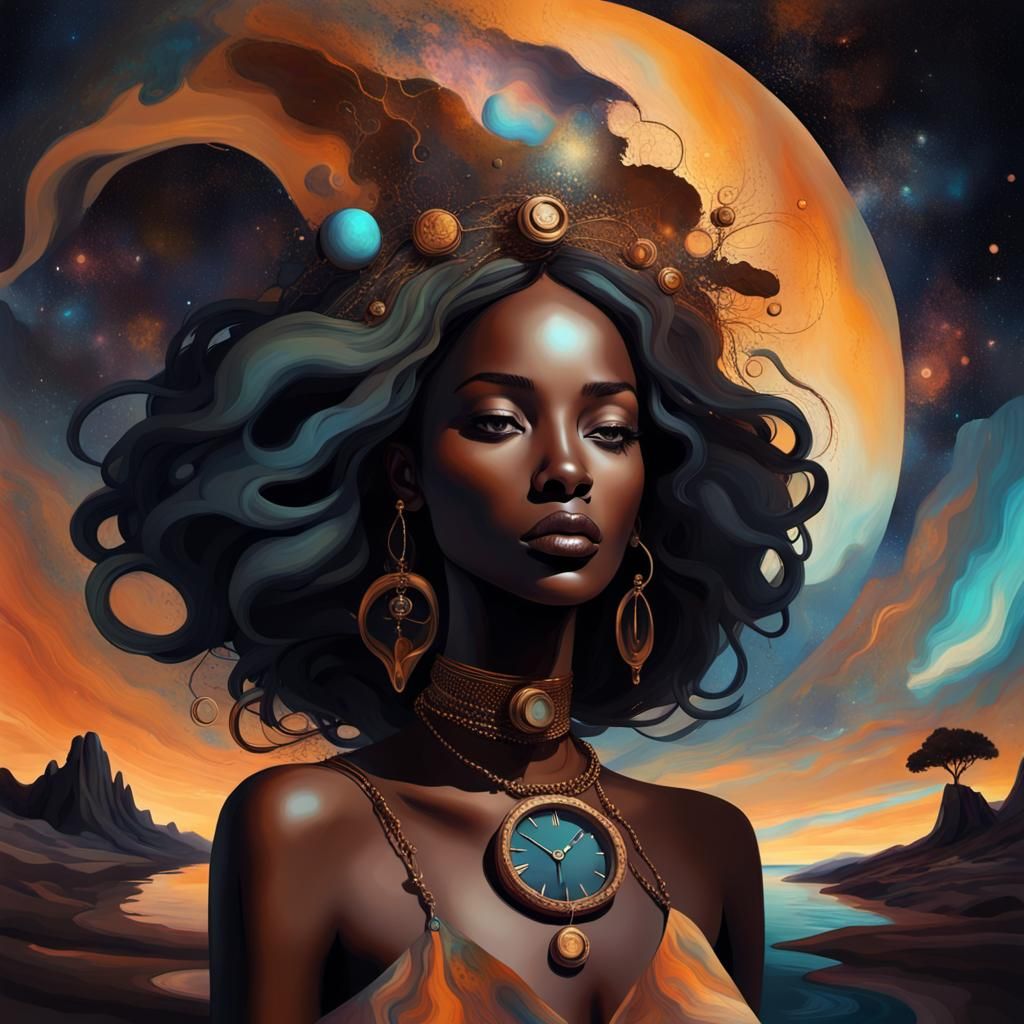 Cosmic Boho Woman in Surreal Digital Art