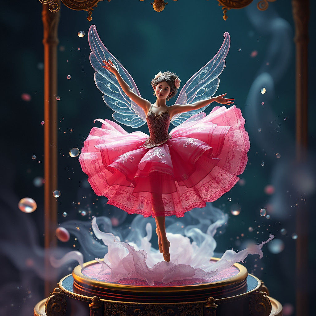 Ballerina on Music Box: Detailed Matte Painting