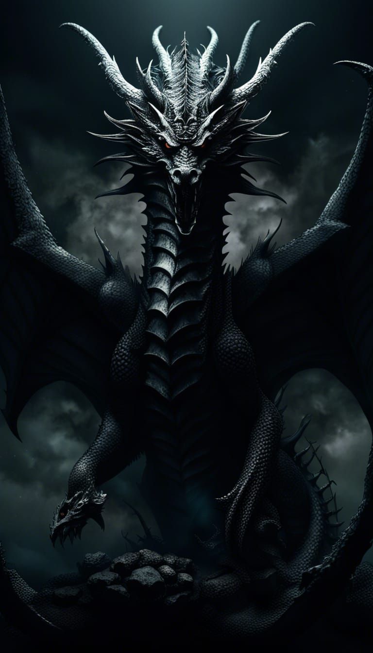 Macabre Void Dragon God in Gritty Dark Abyss