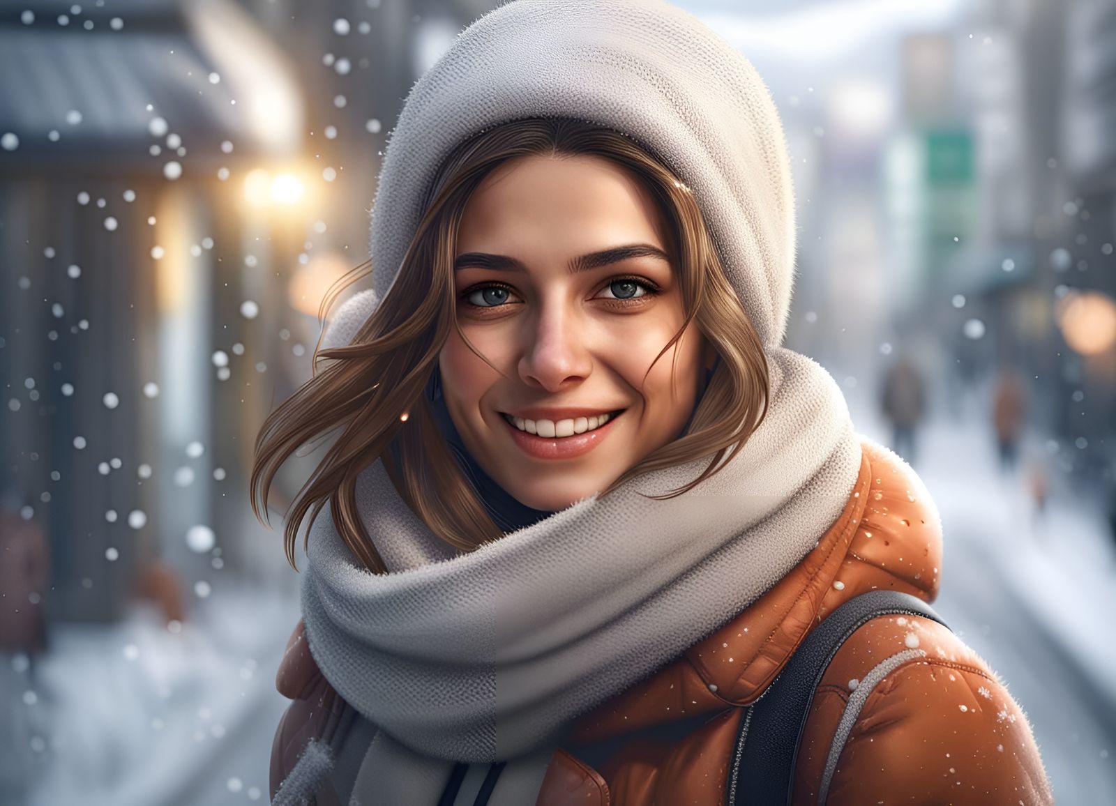 Snowing in Beirut, Beautiful Lebanese girl smiling