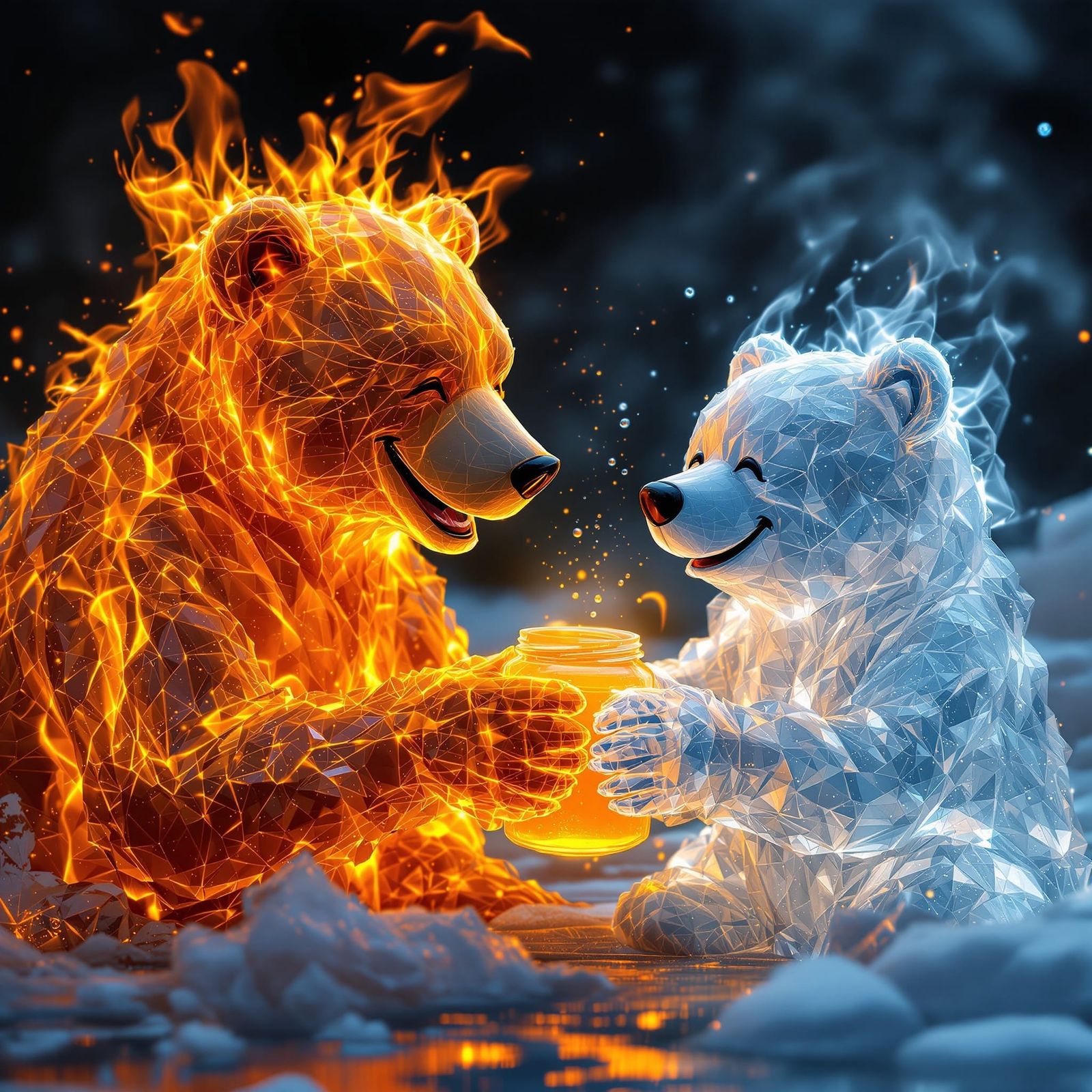 Fire & Ice, sharing a jar of honey