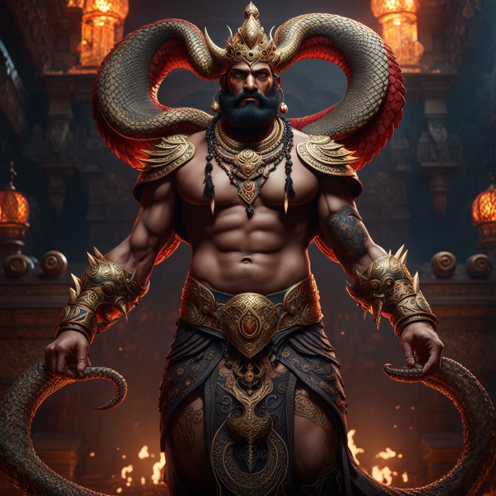 Serpent King Vasuki: Detailed Matte Painting