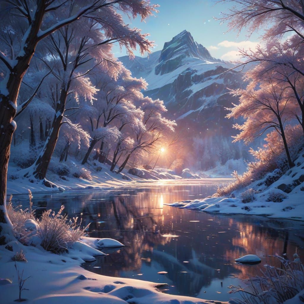 Winter Wonderland in Cinematic Anime Style