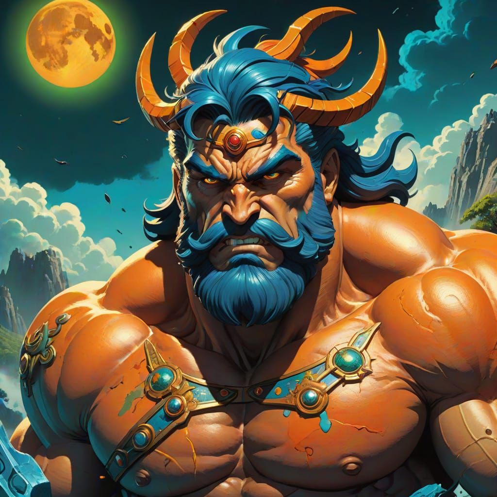 Epic Heroic Fantasy Portrait in 1970s Comic Book Style