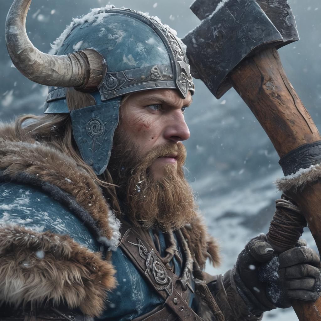 Viking Warrior in Snowy Landscape