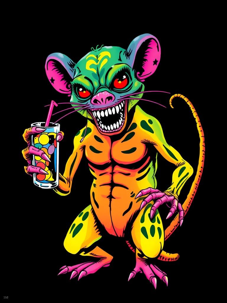 Rat Fink Monster in 1960s Comic Style