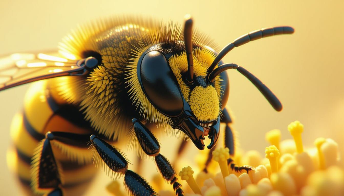 Macro Bee Eye in Digital Painting Style