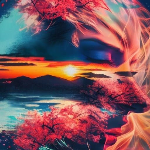 America and Japan Flags Waving in Vibrant Digital Art