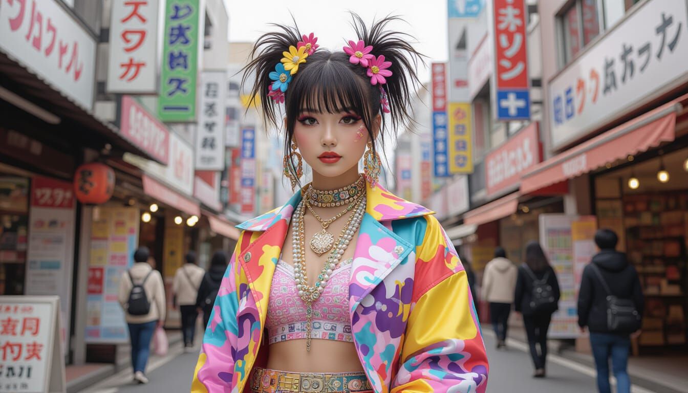 Gyaru Girl in Okinawa, Shibuya, and Harajuku Fusion