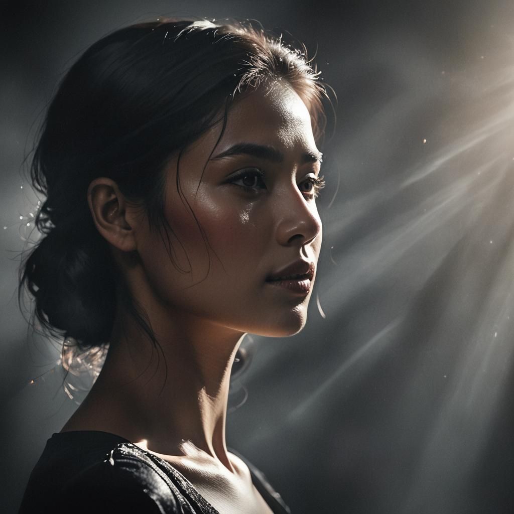 Radiant Portrait of Woman Gazing Skyward