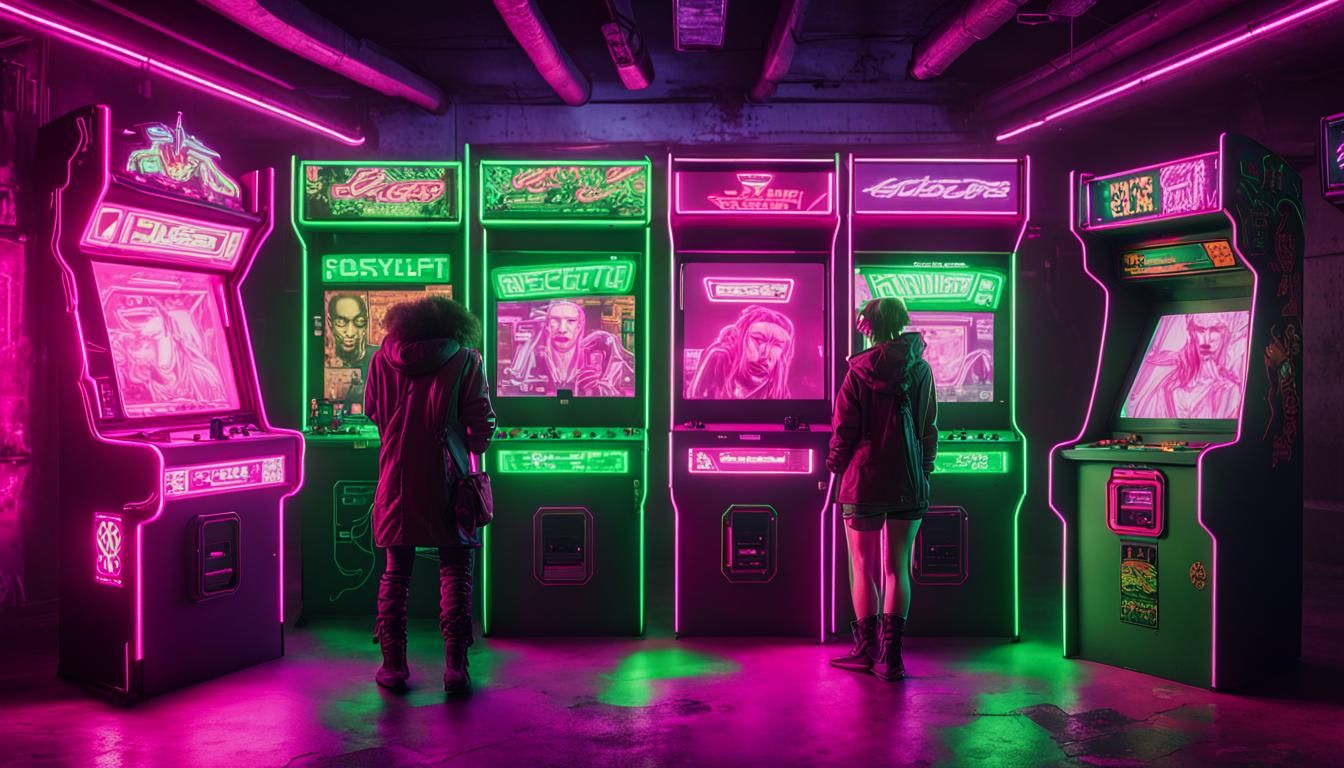 Cyberpunk Arcade with Neon Lighting