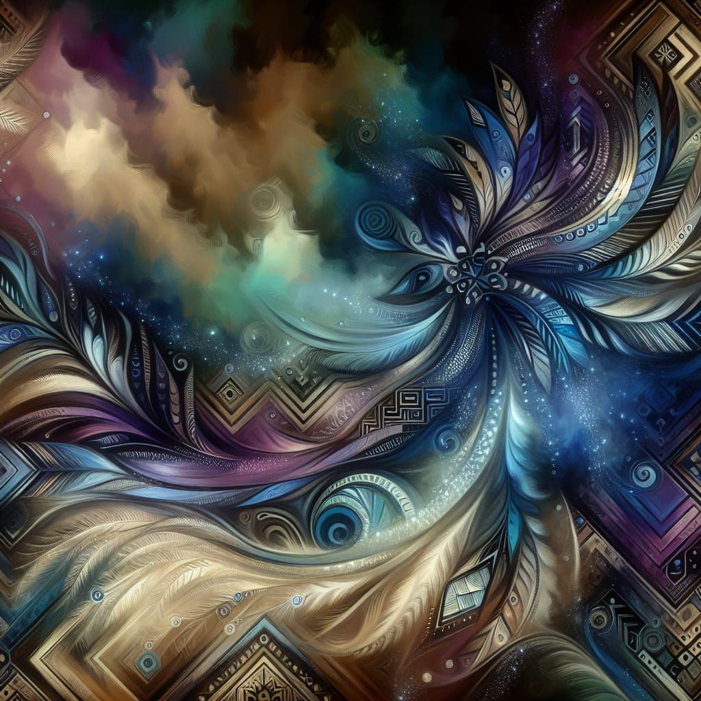 Ethereal Native American Digital Art in Oil Painting Style