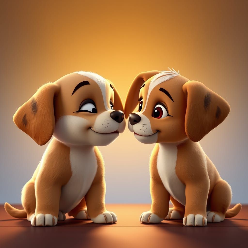 Puppy Love in Disney-Inspired 3D Digital Art
