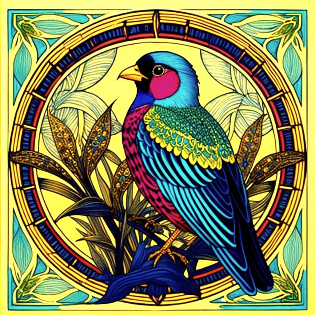 Art Nouveau Avian Zentangle Illustration