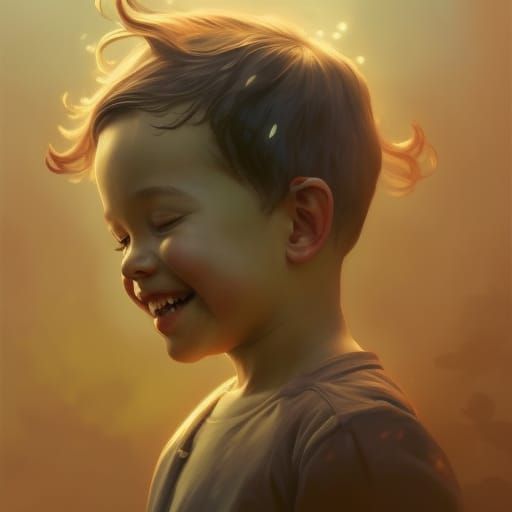 Smiling Toddler Portrait in Hyperdetailed Digital Art