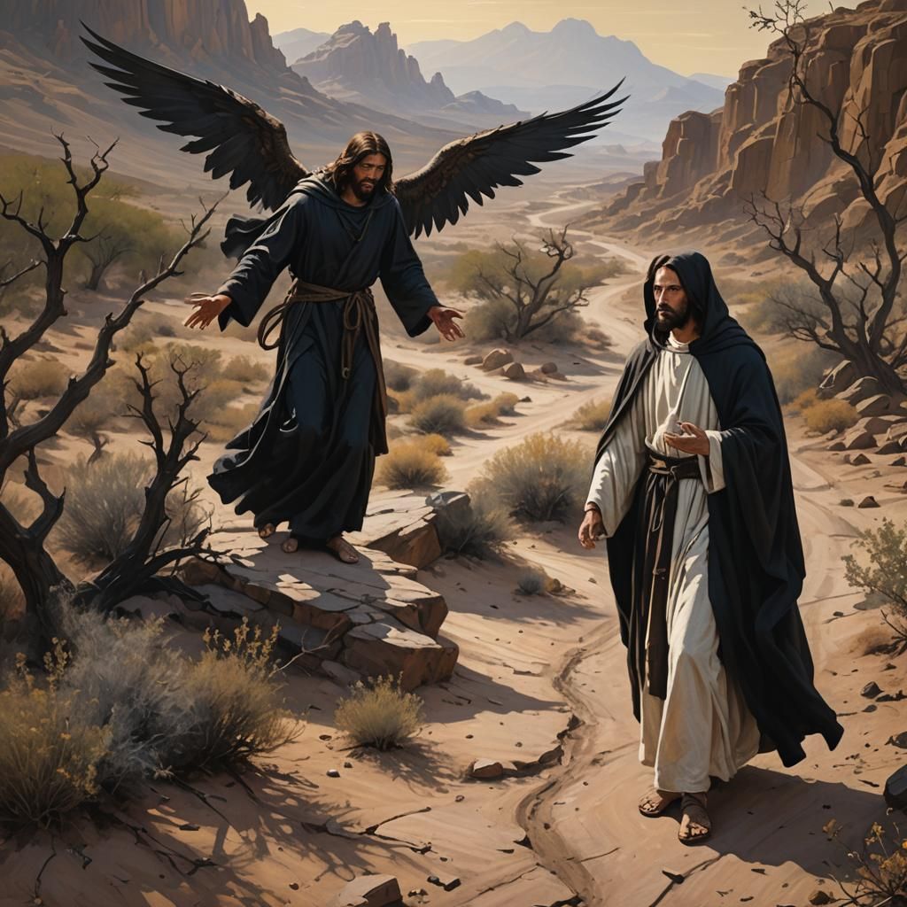 Jesus Tempted in the Desert: Medieval Painting